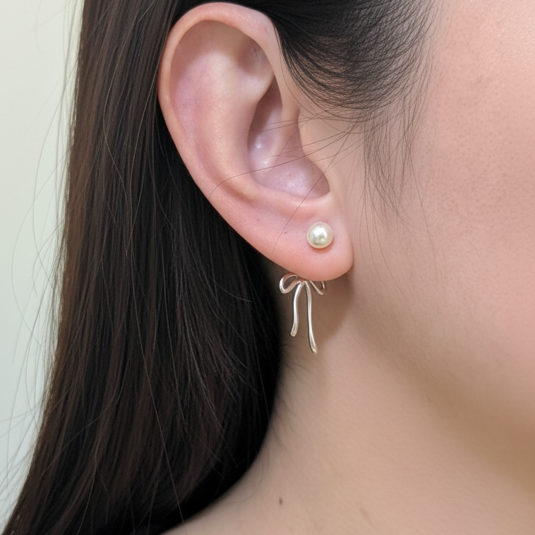Pearl Ribbon Earrings