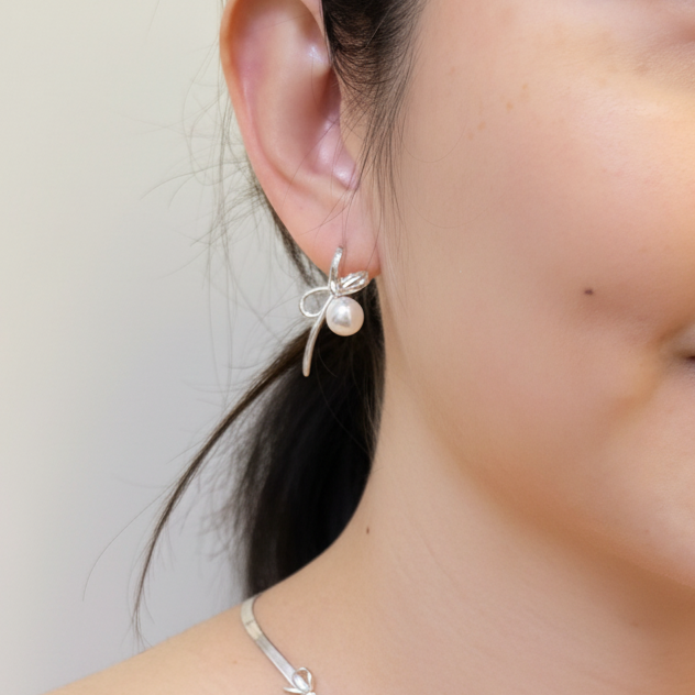 Pearl Bow Earrings