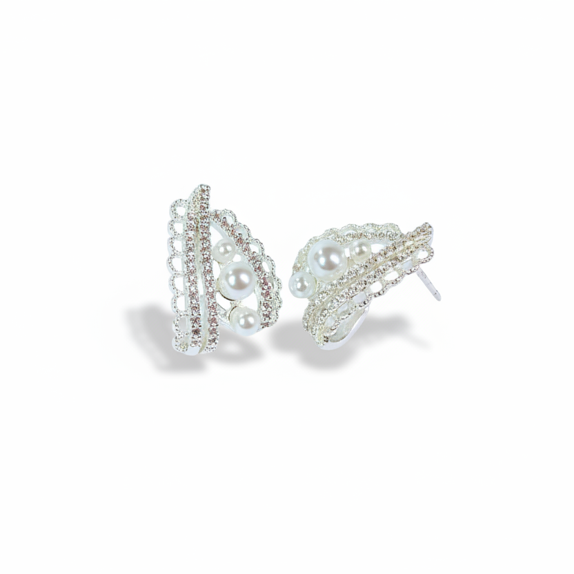 Pearl Silver Lace Earrings