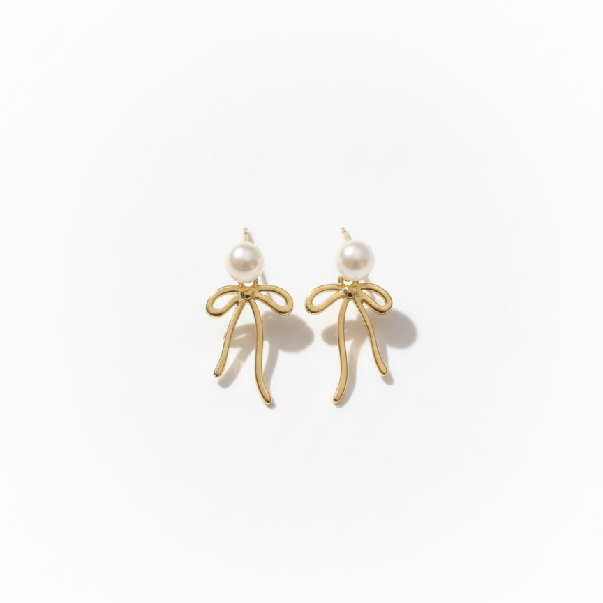 Pearl Ribbon Earrings